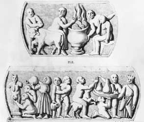 Gnostische Eucharistie, Kopie eines gnostischen Kästchens, graviert von Thierry frères (19. Jahrhundert)